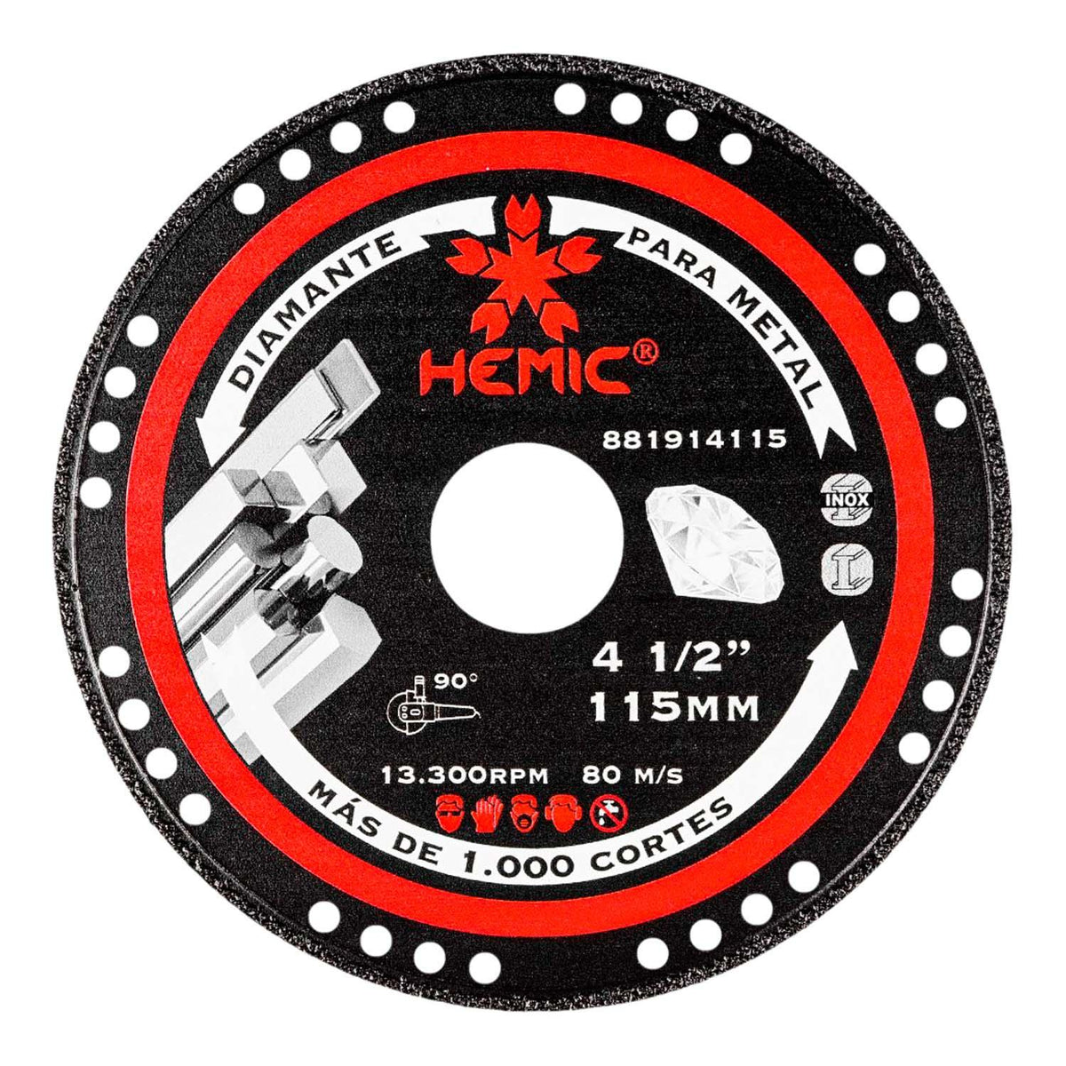 Disco Diamantado HEMIC Corte Metal 115mm 4.5'' Acero Inox - Herram.cl