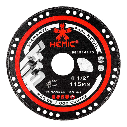 Disco Diamantado HEMIC Corte Metal 115mm 4.5'' Acero Inox - Herram.cl