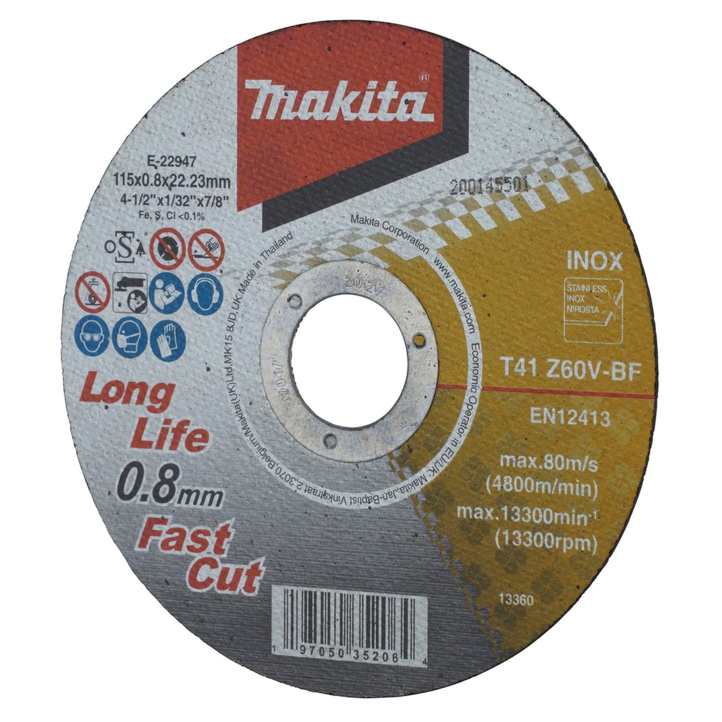 Pack 12 Discos de Corte Inox 4 - 1/2''x0,8mm - Makita - Herram.cl