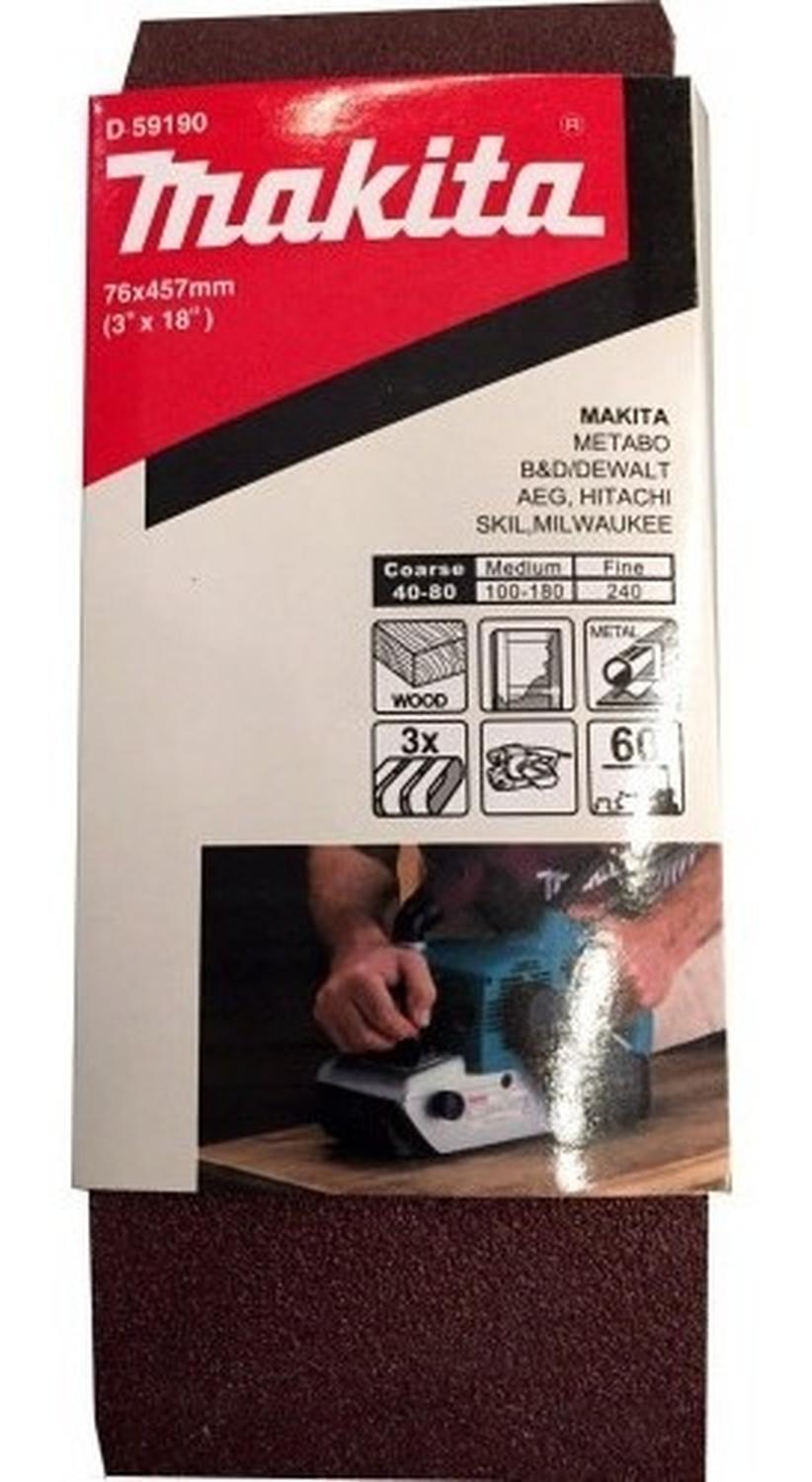 Pack 3 Lijas De Banda 3''x18'' (76x457mm) - Makita - Herram.cl