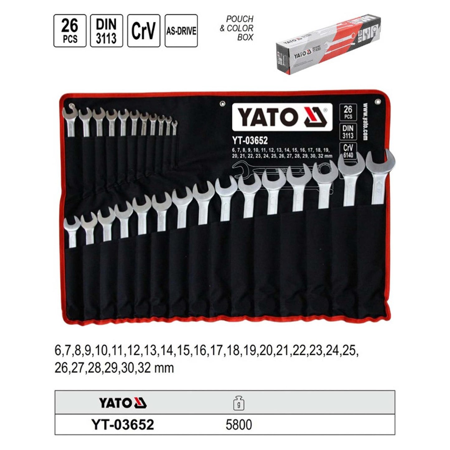 Juego De Llaves Combinadas 6 - 32mm / 26 Pzas - Yato - Herram.cl