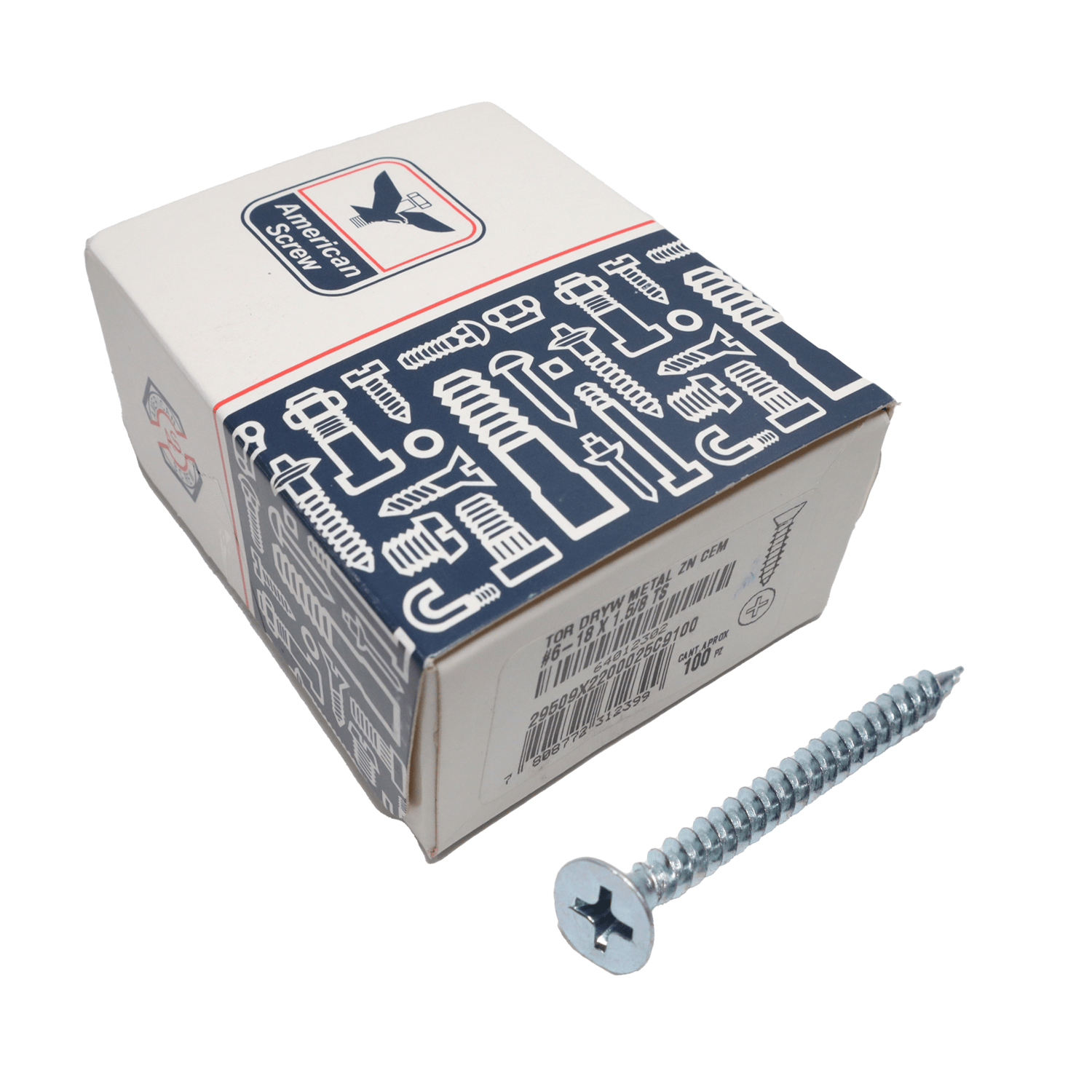 Tornillo DryWall Metal Zn6 - 18x1.5/8'' 100uds.American ScreW - Herram.cl
