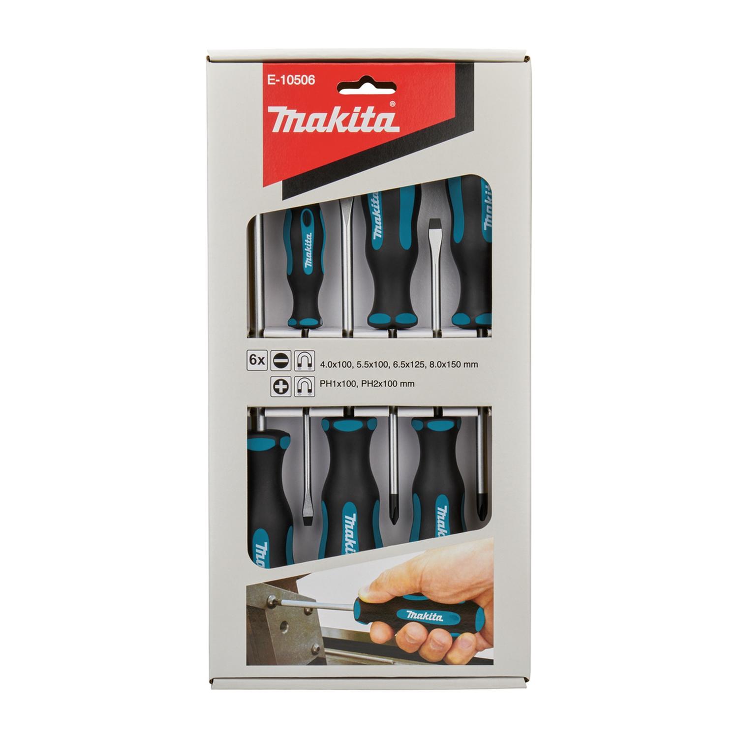 Juego de destornilladores planos y Phillips 6 Pzas - Makita - Herram.cl