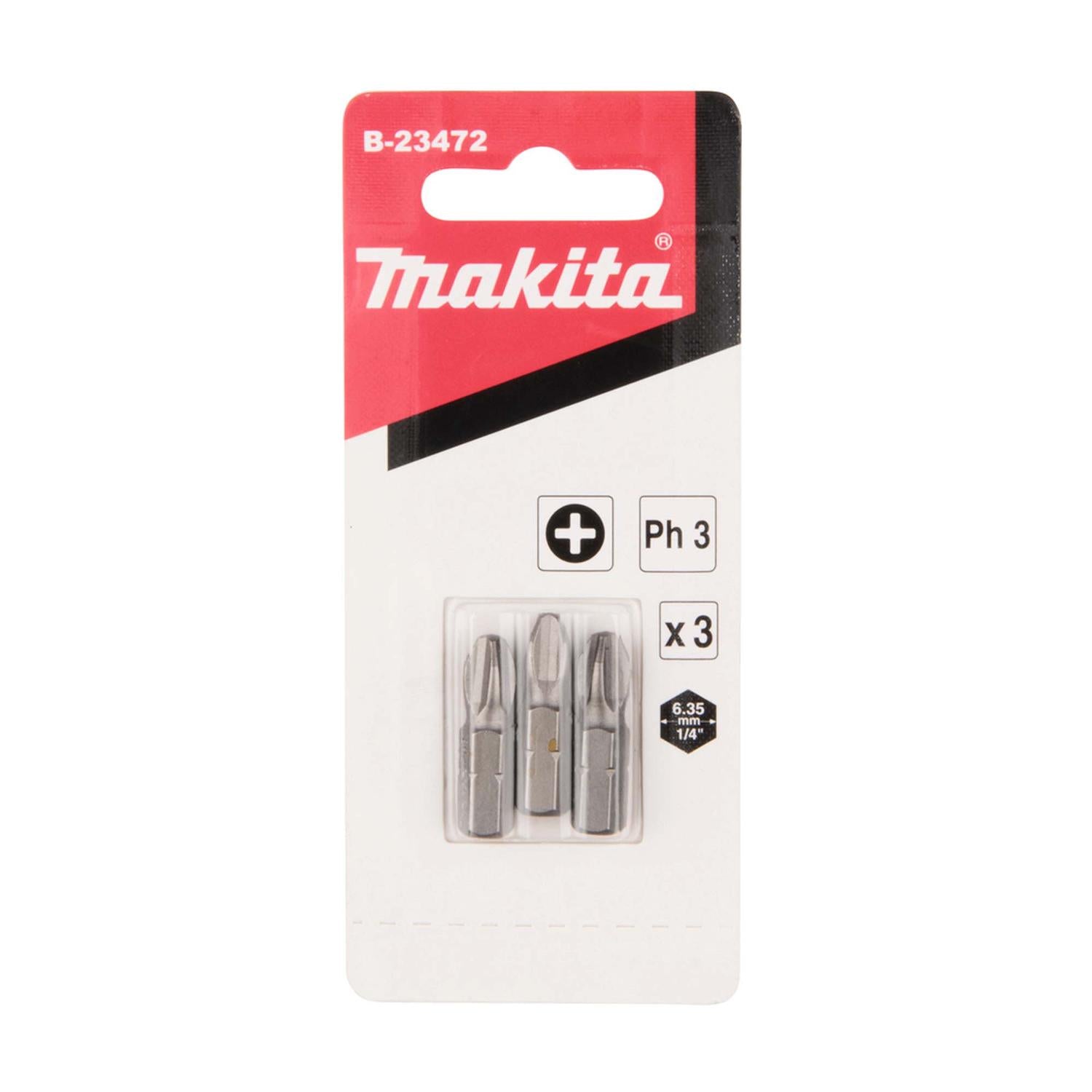 Punta de Atornillar PH3x25mm 3 Pzas - Makita - Herram.cl