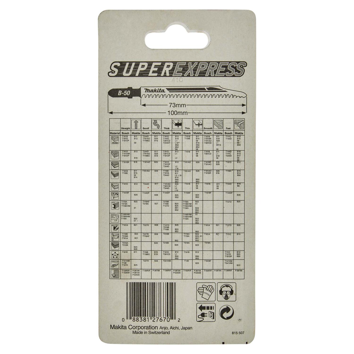 Hoja de calar SUPEREXPRESS HCS B - 50 100mm 5 Pzas - Makita - Herram.cl