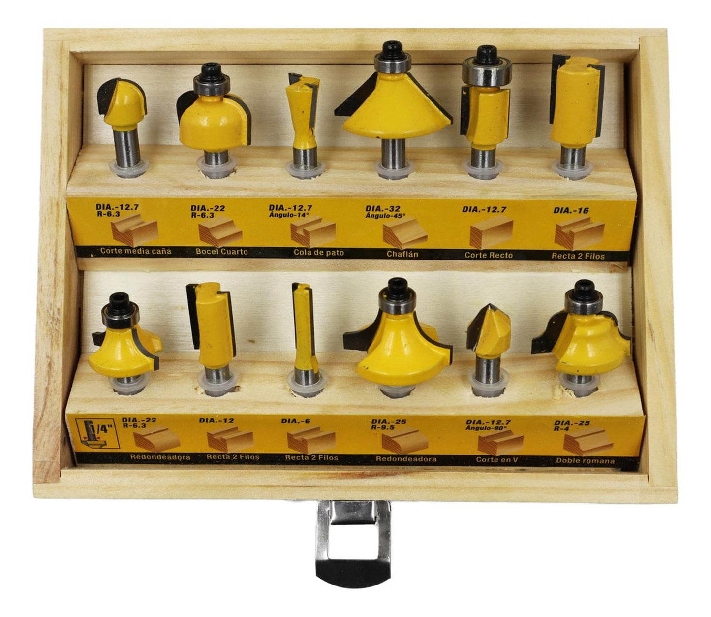 Juego 12 Fresas Para Madera Toma 1/4'' - Uyustools - Herram.cl