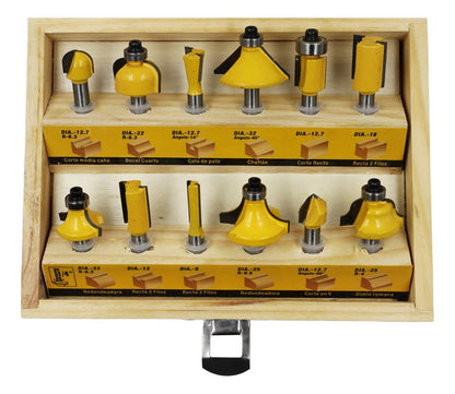 Juego 12 Fresas Para Madera Toma 1/4'' - Uyustools - Herram.cl