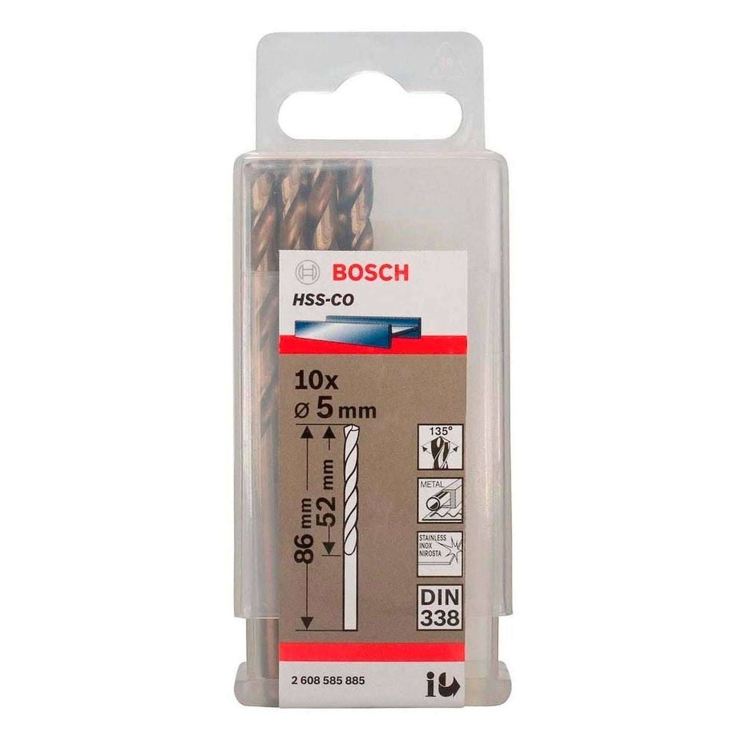 Caja Con 10 Unidades Broca Para Metal HSS - Co 5mm (cobalto) - Herram.cl