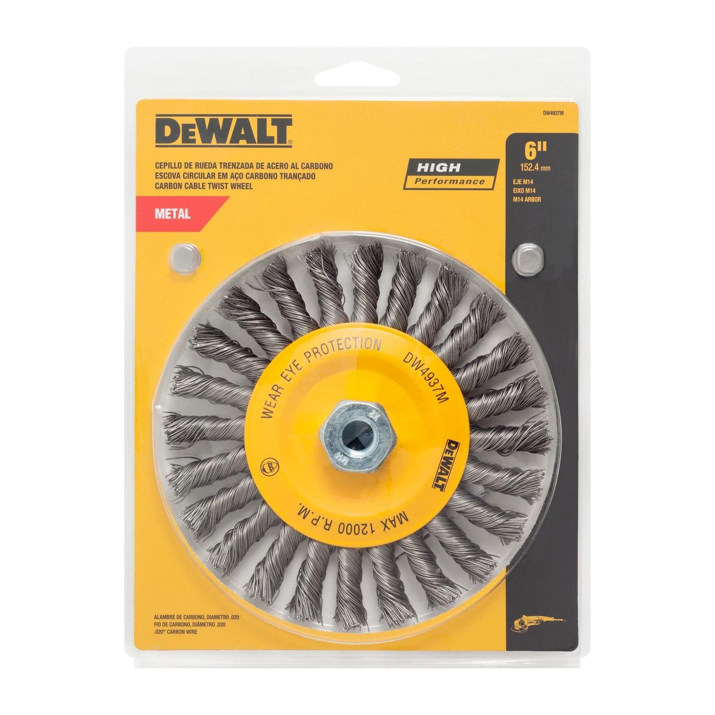 Grata Circular Acero Trenzado 6'' (150mm) Toma M14 - DeWALT - Herram.cl