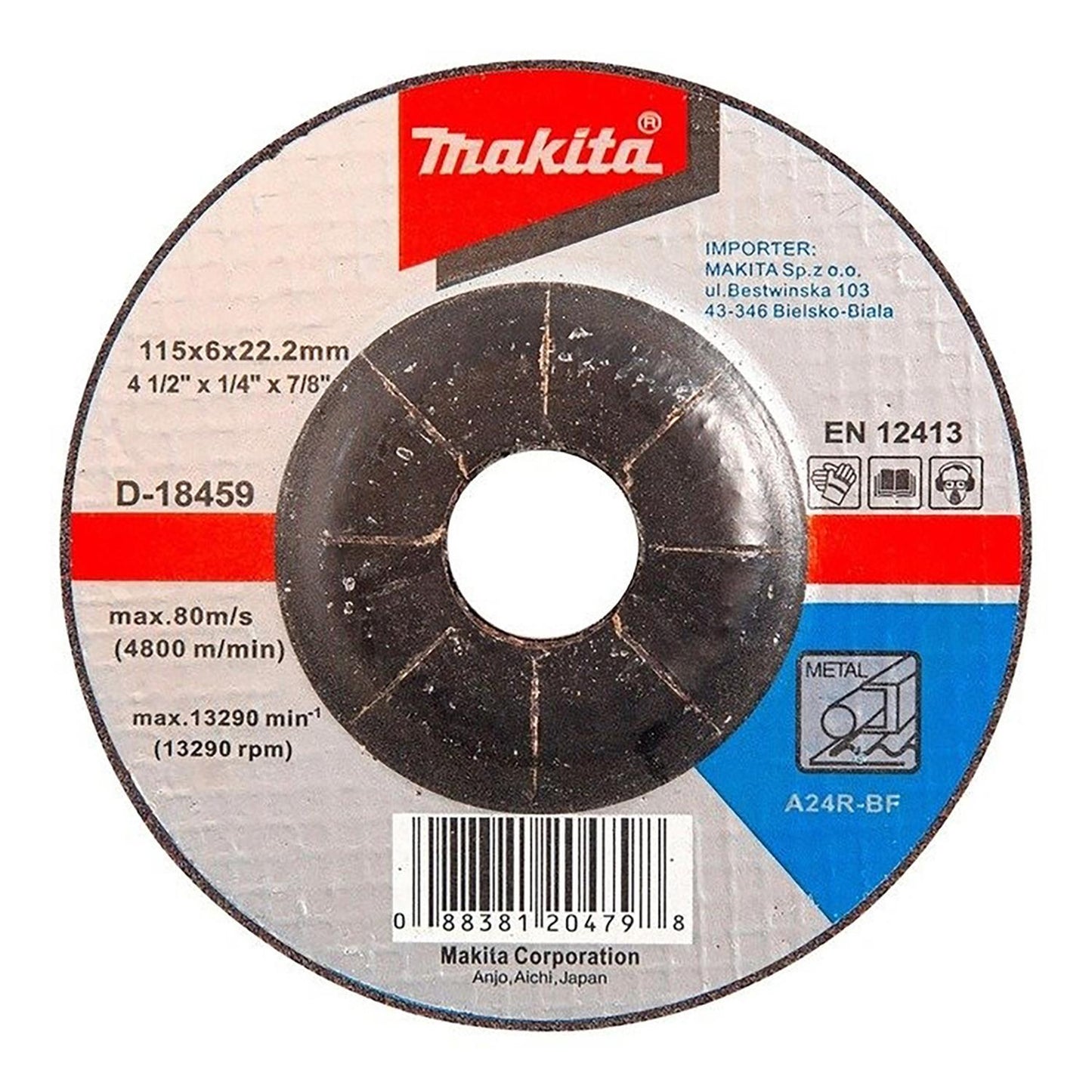 Pack 5 Discos de Desbaste Metal 4 1/2'' X 6mm - Makita - Herram.cl