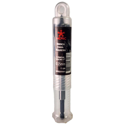 Broca 4-Puntas para Madera 25x165mm Hex. - HEMIC - Herram.cl