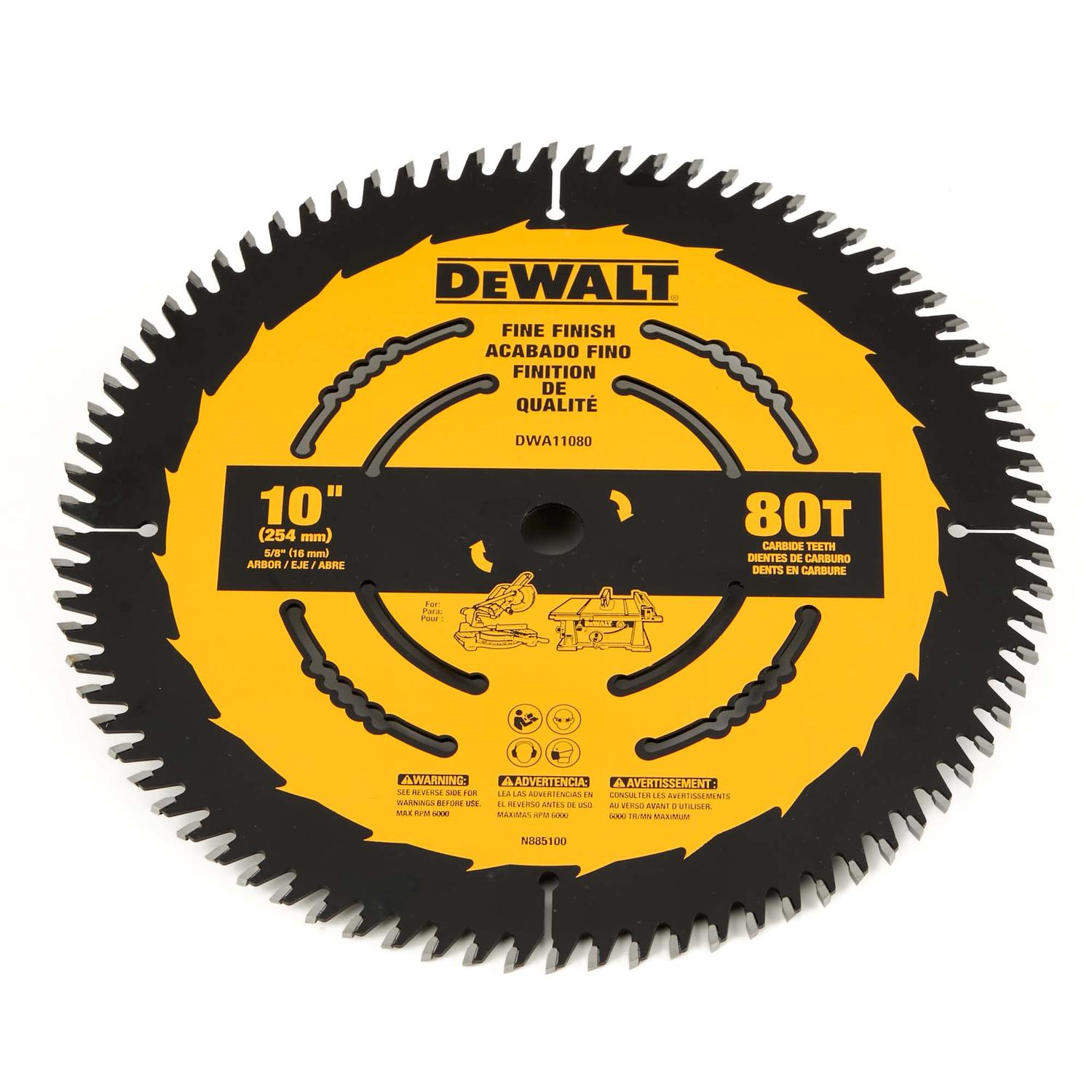 Disco De Sierra 10'' Eje 5/8'' 80 D (Corte Fino) - DeWalt - Herram.cl
