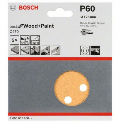 5 Disco De Lija Bosch C470 Best For Wood&paint 125mm G60 - Herram.cl