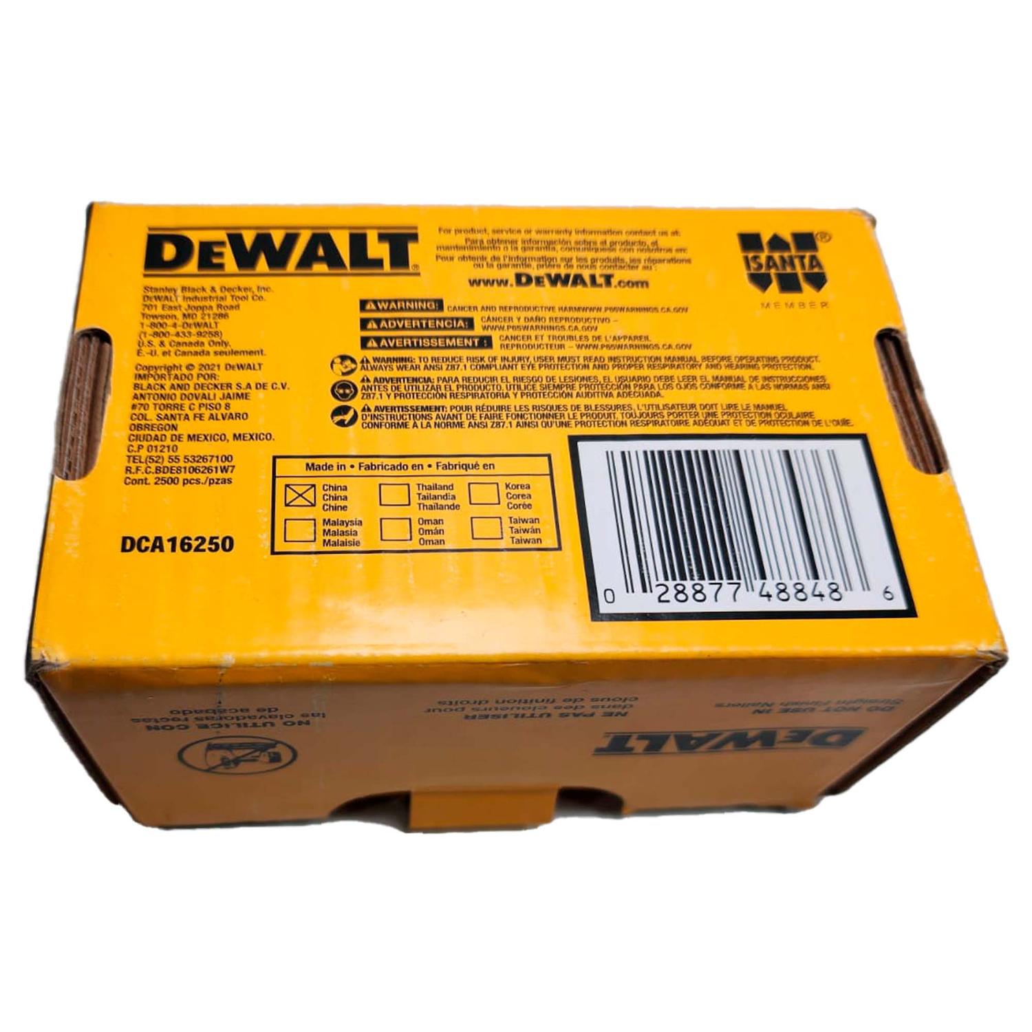Clavo Reforzado Galvanizado 20º 16GA 2 - 1/2'' 2500 Und. - DeWALT - Herram.cl