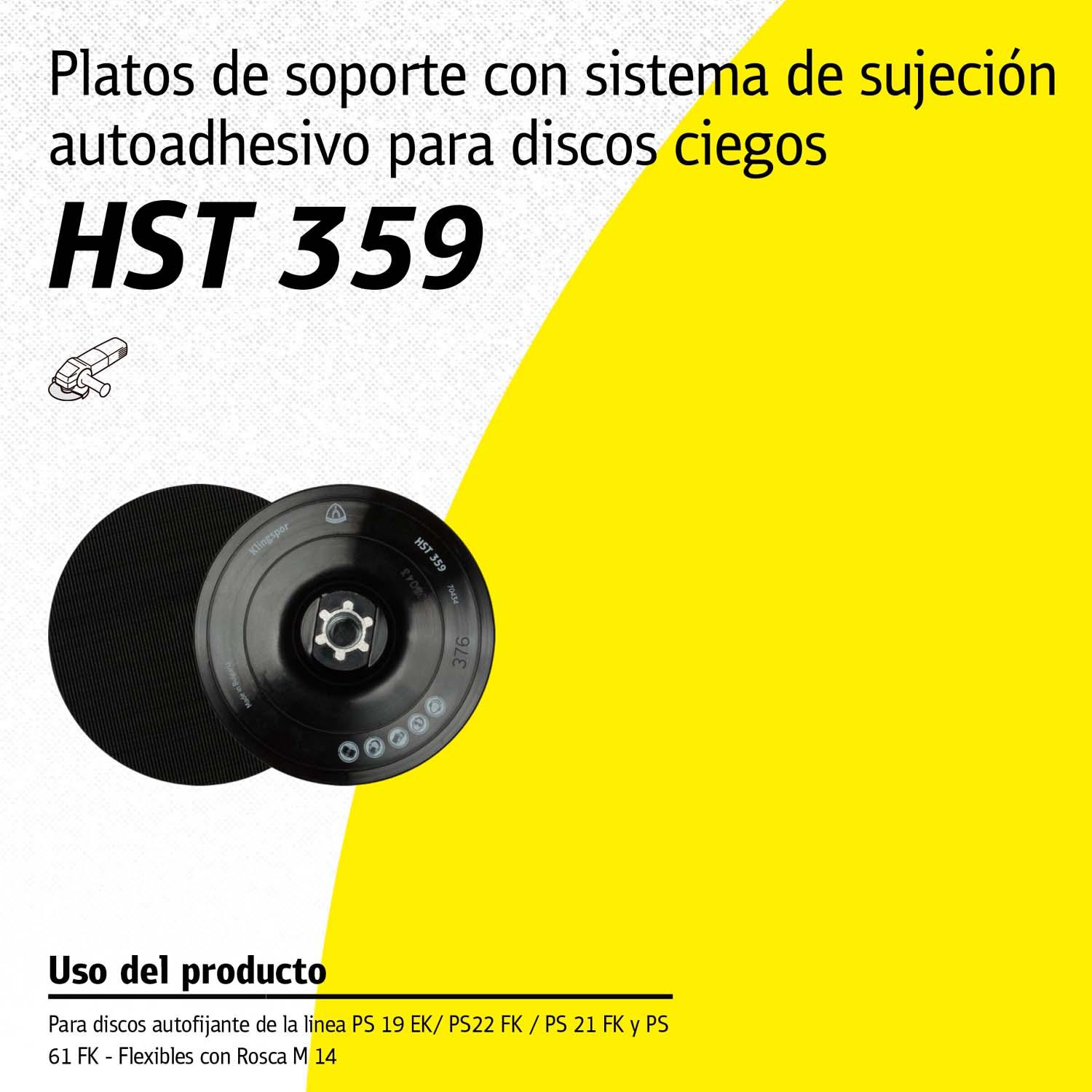 Plato Soporte Disco Lija Velcro HST359 125mm/M14 - Klingspor - Herram.cl
