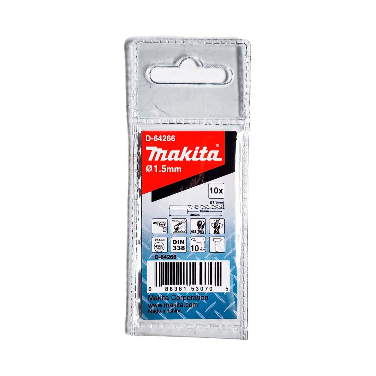 Brocas Metal HSS-Tin 1.5x40mm 10 Pzas - Makita - Herram.cl