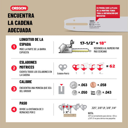Cadena Para Motosierra 24''/1,5mm/3/8''/84 Eslab - Oregon - Herram.cl