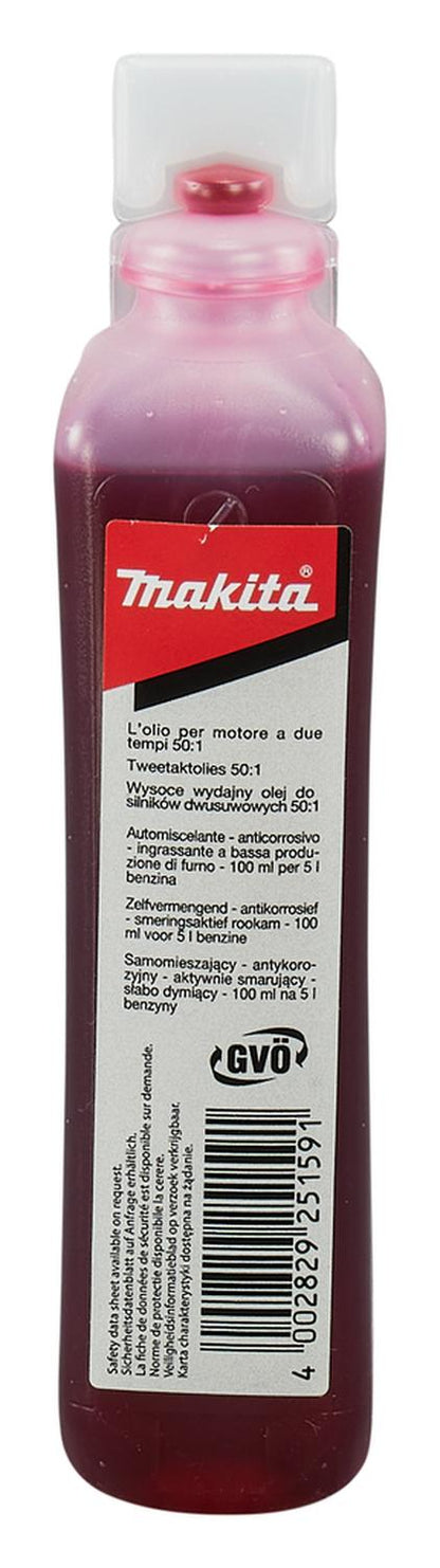 Pack 5 Botellas Aceite 2 Tiempos 50:1 100ml Makita - Herram.cl