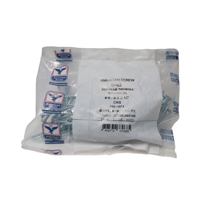 Tornillo DryWall Madera Zn 6 - 9x2.1/2''100uds.American ScreW - Herram.cl