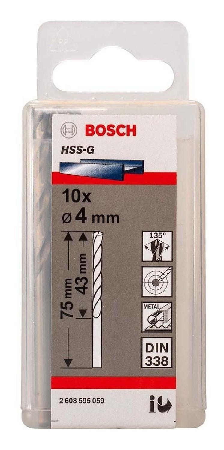 Caja Con 10 Unidades Broca Para Metal Bosch HSS - G 4mm - Herram.cl