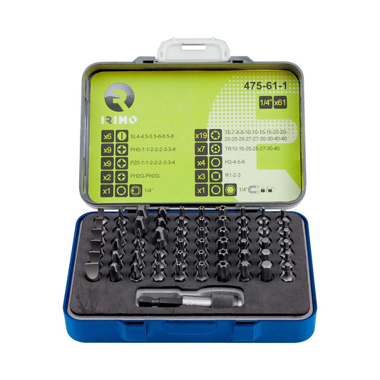 Juego de Puntas de Destornillar 1/4'' 61 Pzas - Irimo - Herram.cl