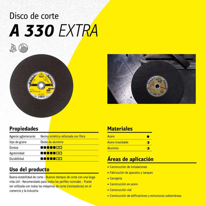 Disco de corte A 330 EXTRA 14''x2,5x25,5mm - Klingspor - Herram.cl