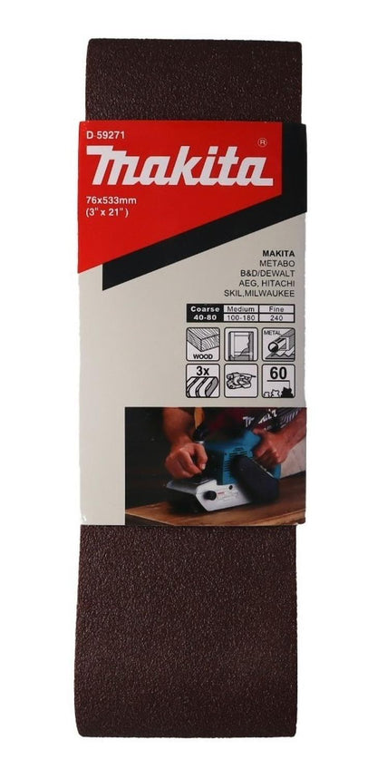 Pack 3 Lijas De Banda 3''x21'' (76x533mm) - Makita - Herram.cl