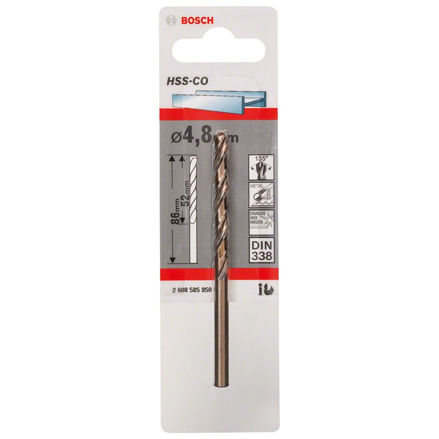 Broca Metal HSS - Co 4.8mm - Blister - Bosch - Herram.cl