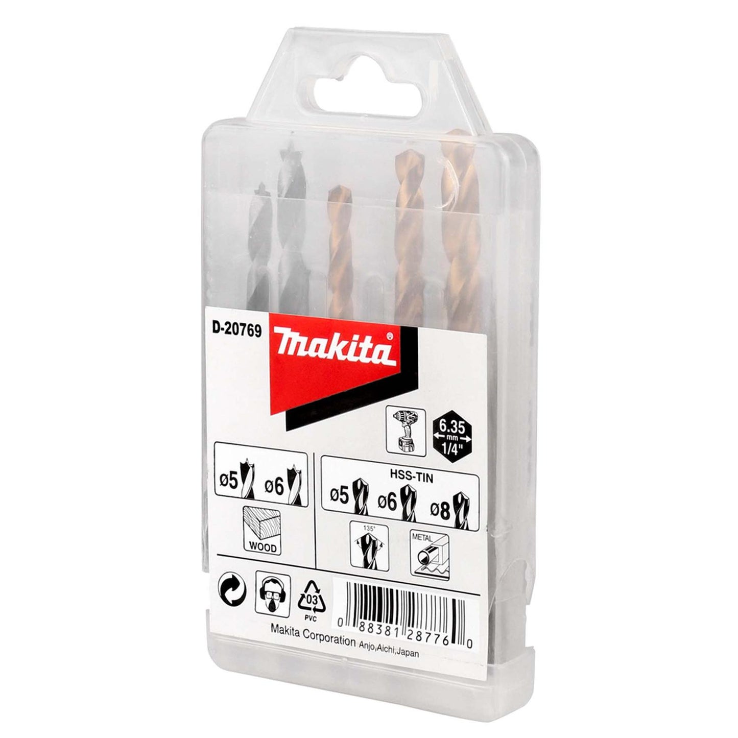 Set Brocas Madera y Concreto 5 Pzas (Hex. 1/4'') - Makita - Herram.cl