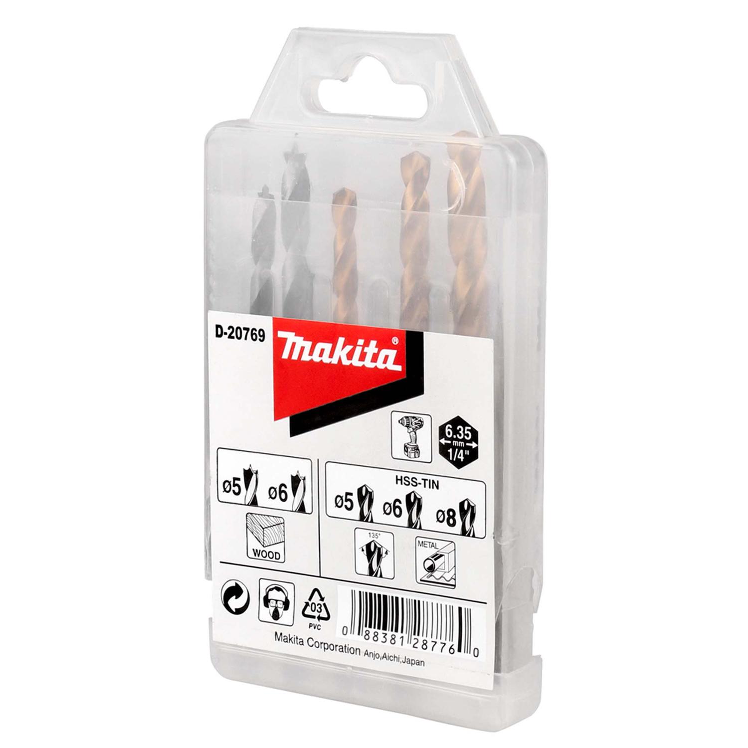 Set Brocas Madera y Concreto 5 Pzas (Hex. 1/4'') - Makita - Herram.cl