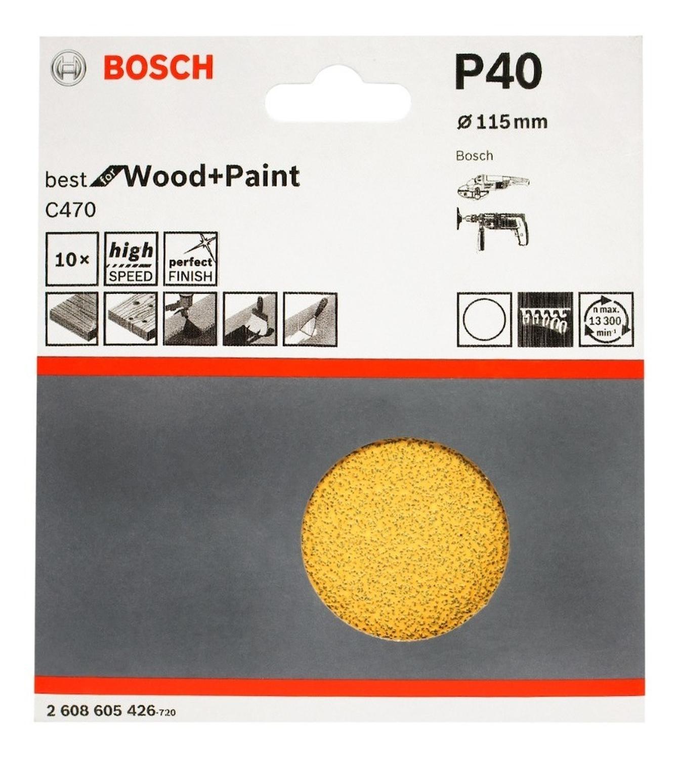 Pack 10 Discos De Lija Con Velcro Best Wood&paint 4 1/2'' - Bosch - Herram.cl