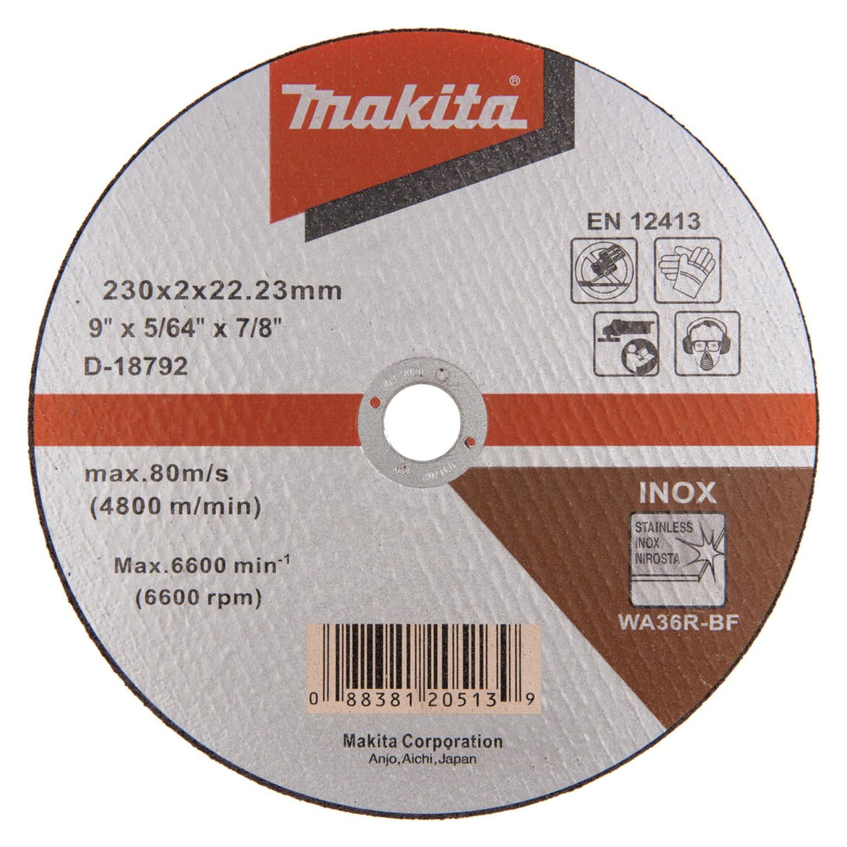 Disco de Corte Inox 230x2mm WA36R-BF - Makita - Herram.cl