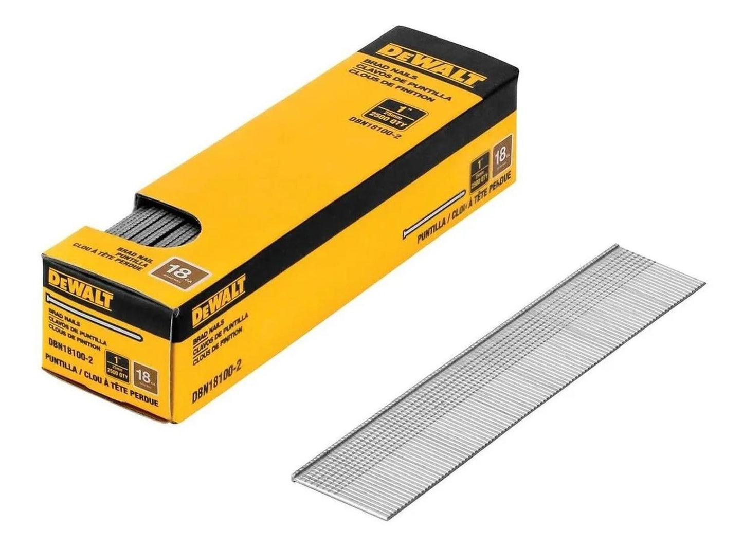 Caja De 2500 Clavos De Puntilla 18ga 1'' DBN18100 - 2 - DeWALT - Herram.cl