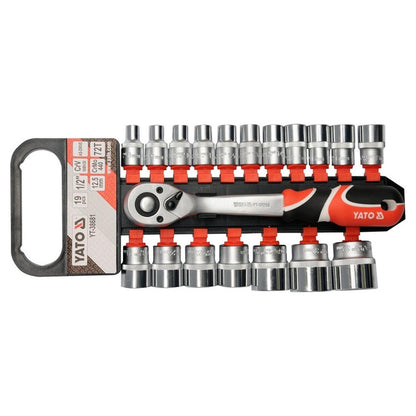 Juego 19 Dados con Chicharra Yato YT-38681 1/2'' 8-32mm - Herram.cl