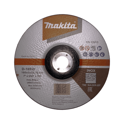 Disco Corte Acero Inox. 7''x2mm 36 Cetro Deprimido - Makita - Herram.cl