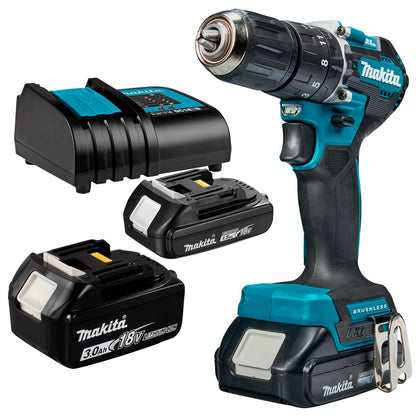 Kit Taladro percutor Makita 13mm 18V 2 Bat 1.5 Ah+1 Bat 3Ah - Herram.cl