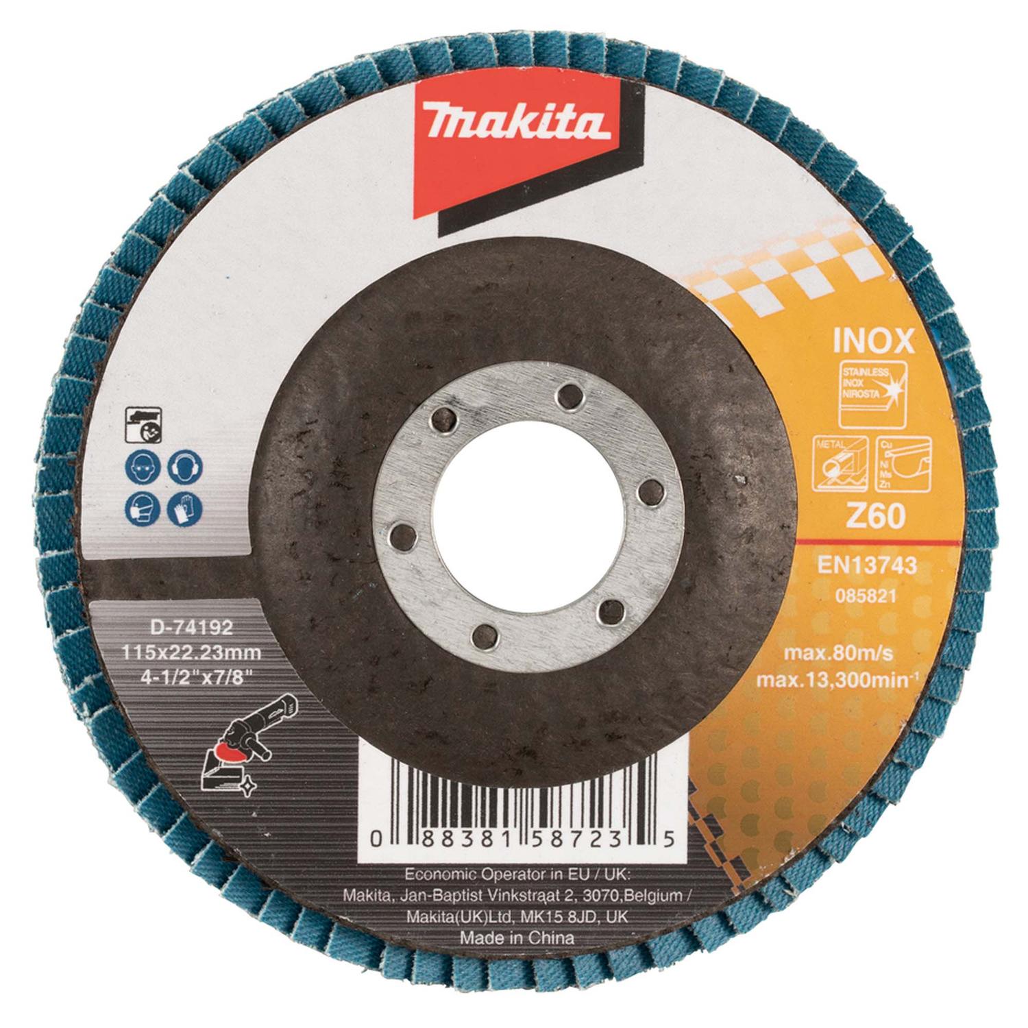 Disco Traslapado Plano Inox 4 - 1/2'' Zirconio - Makita - Herram.cl