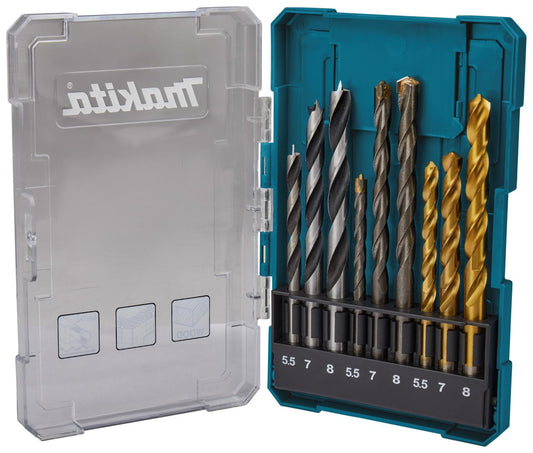 Set Brocas Para Madera/Metal /Concreto (5.5 - 8) 9 Pzas - Makita - Herram.cl