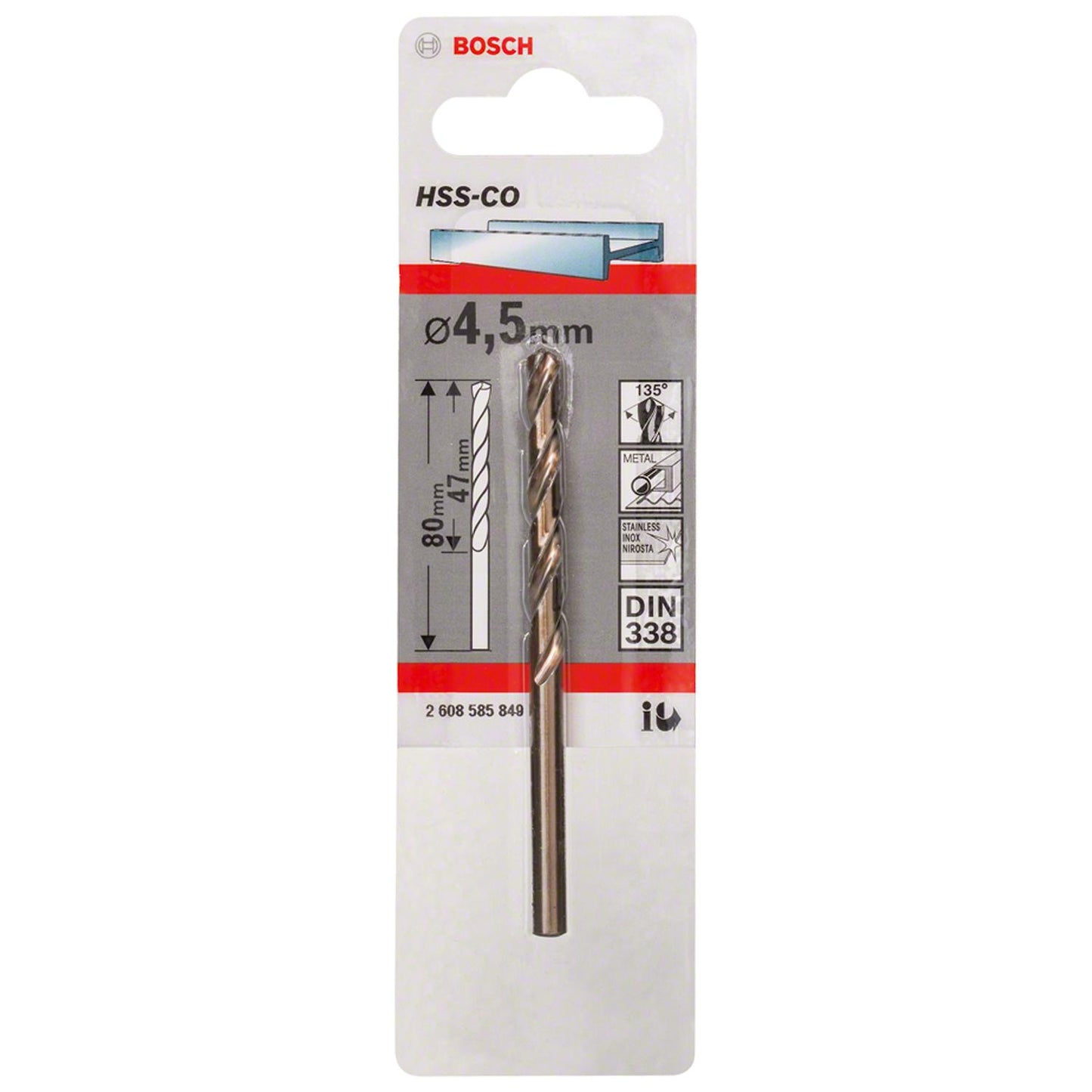 Broca Metal HSS - Co 4.5mm - Blister - Bosch - Herram.cl