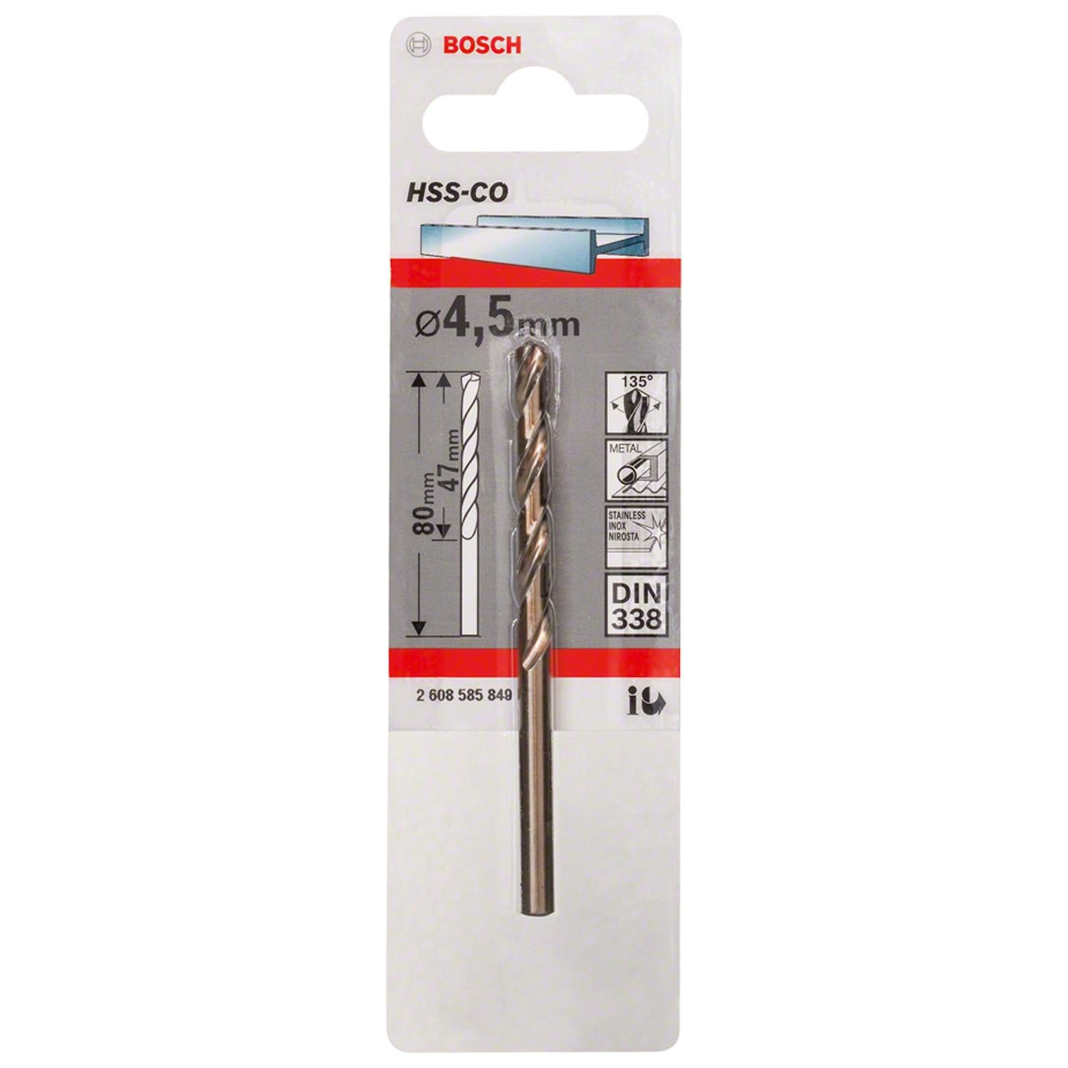 Broca Metal HSS - Co 4.5mm - Blister - Bosch - Herram.cl