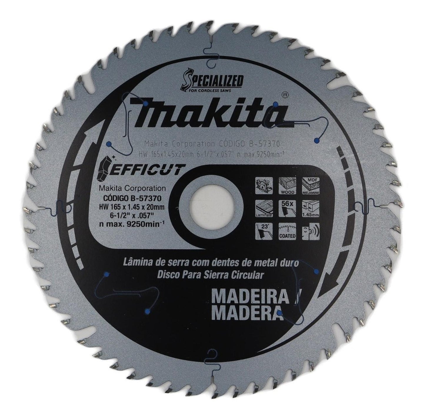 Disco Sierra Para SP600D 165x20mm (6 - 1/2'') 56 Dientes - Makita - Herram.cl