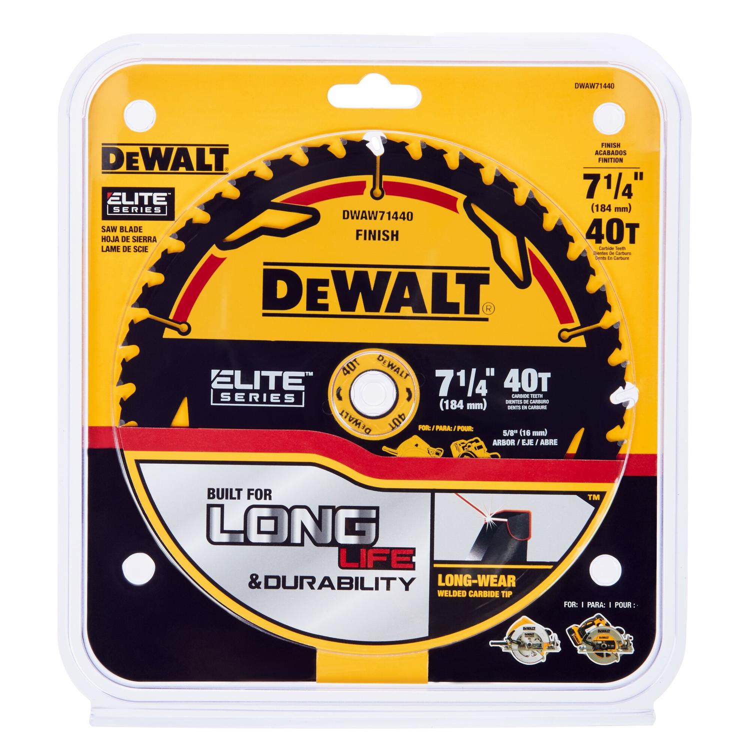 Disco De Sierra Elite Series 7 - 1/4'' Eje 5/8'' 40T - DeWALT - Herram.cl