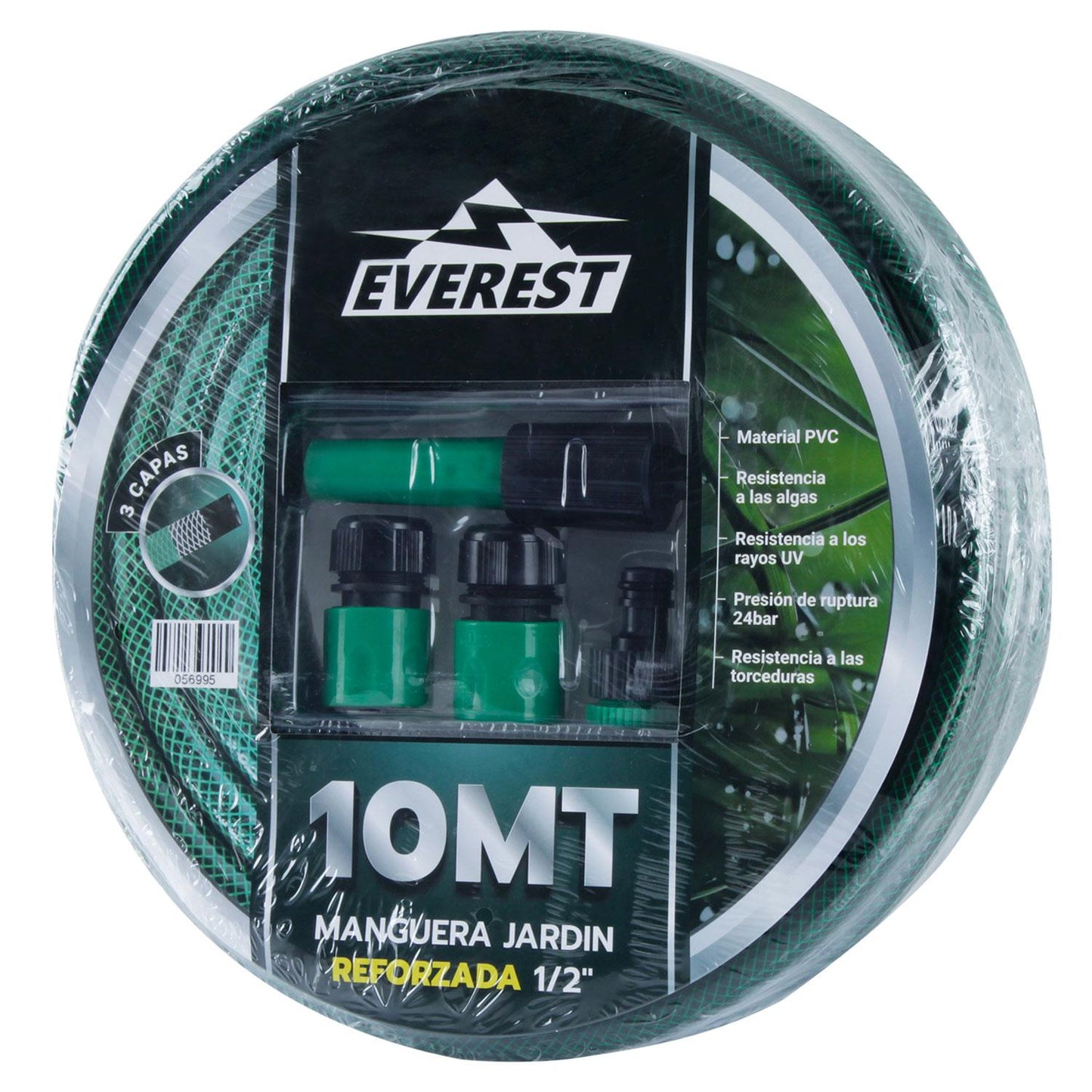Manguera Jardín Reforzada 1/2''x10m + Accesorios - Everest - Herram.cl