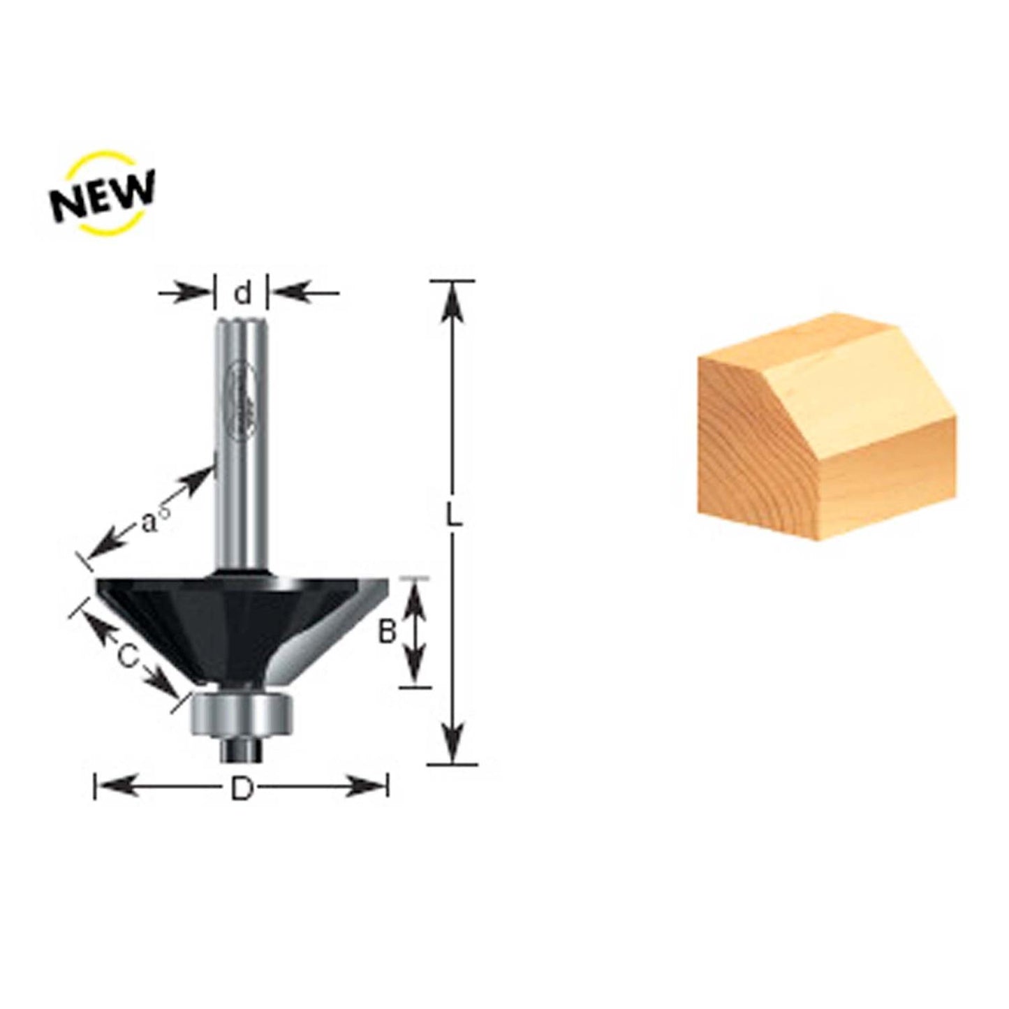 Fresa Bisel C/Rod. 45° x1 - 1/4''x1/2'' Toma 1/4'' - Timberline - Herram.cl