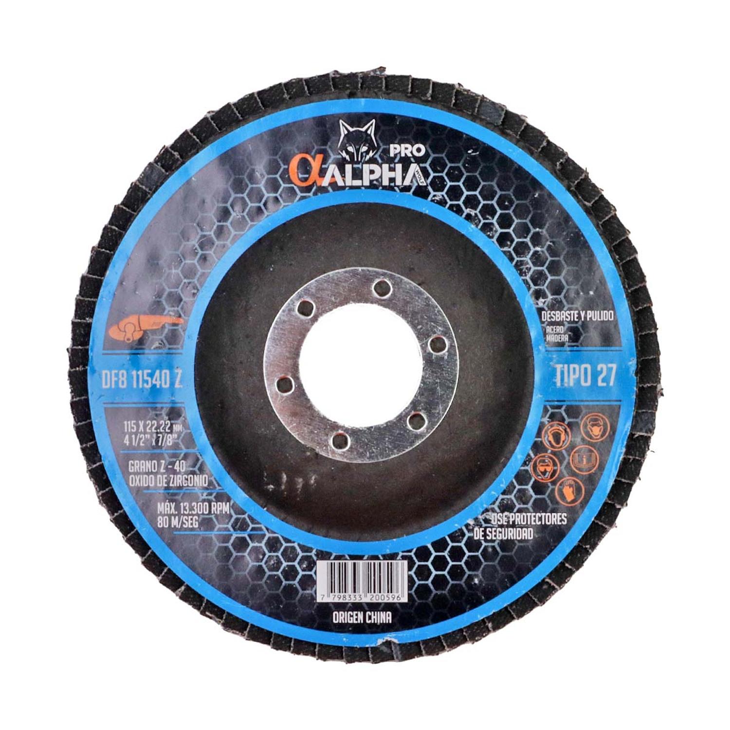 Disco Flap Para Acero Inox 4 1/2'' Zirconio - Alpha - Herram.cl