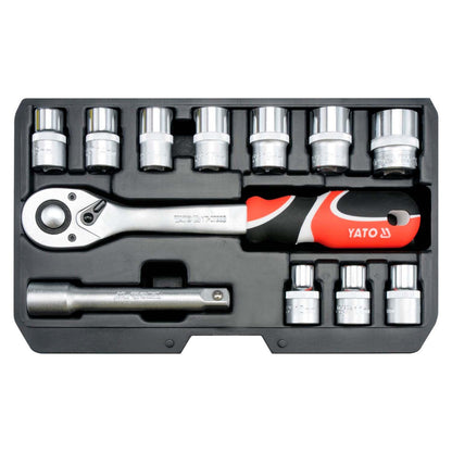 juego de Dados Cr-V 1/2'' Con Chicharra 12 Pzas - Yato - Herram.cl