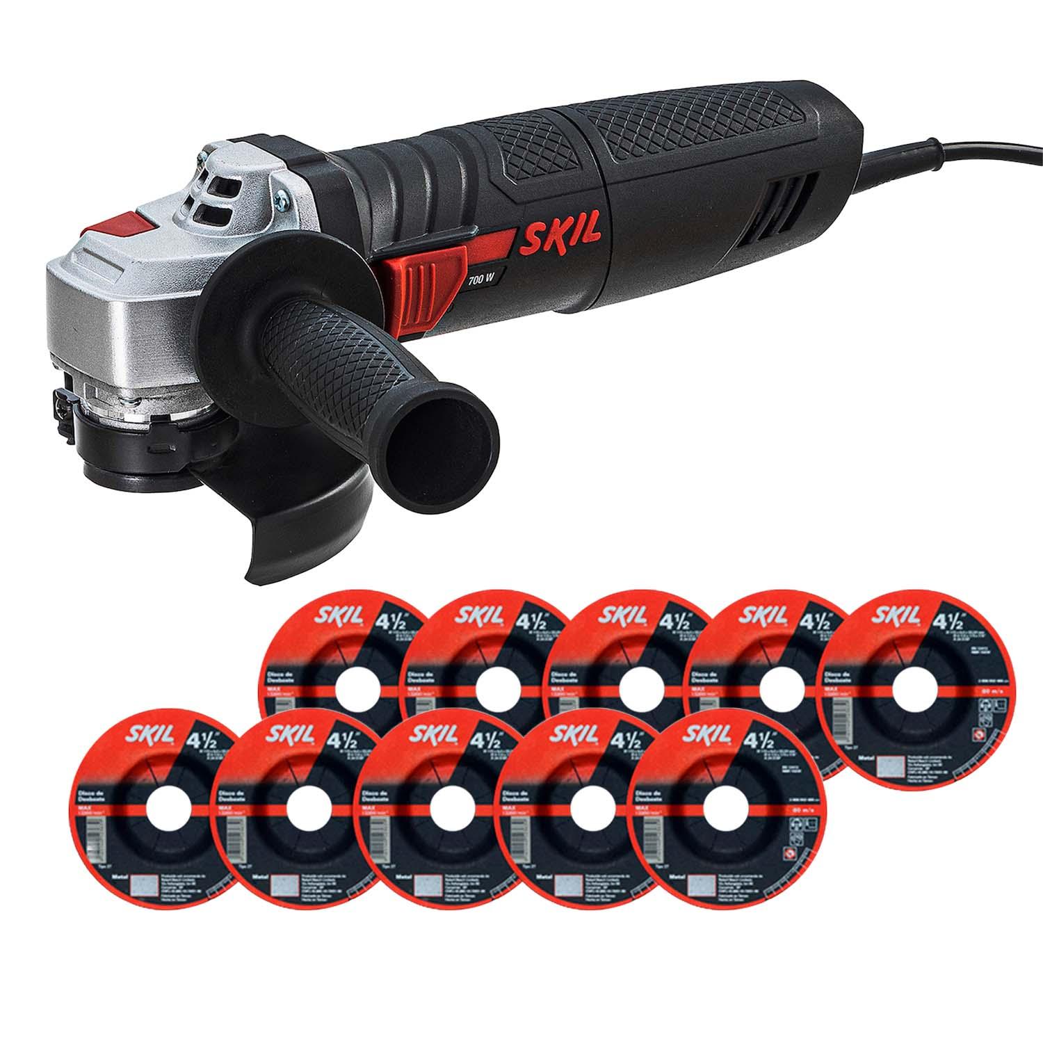 Esmeril Angular 9002 4 1/2'' 700W + 10 Discos - Skil - Herram.cl