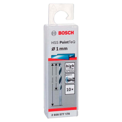 Caja Con 10 Unidades Broca Para Metal HSS - pointteq 1,0mm - Herram.cl