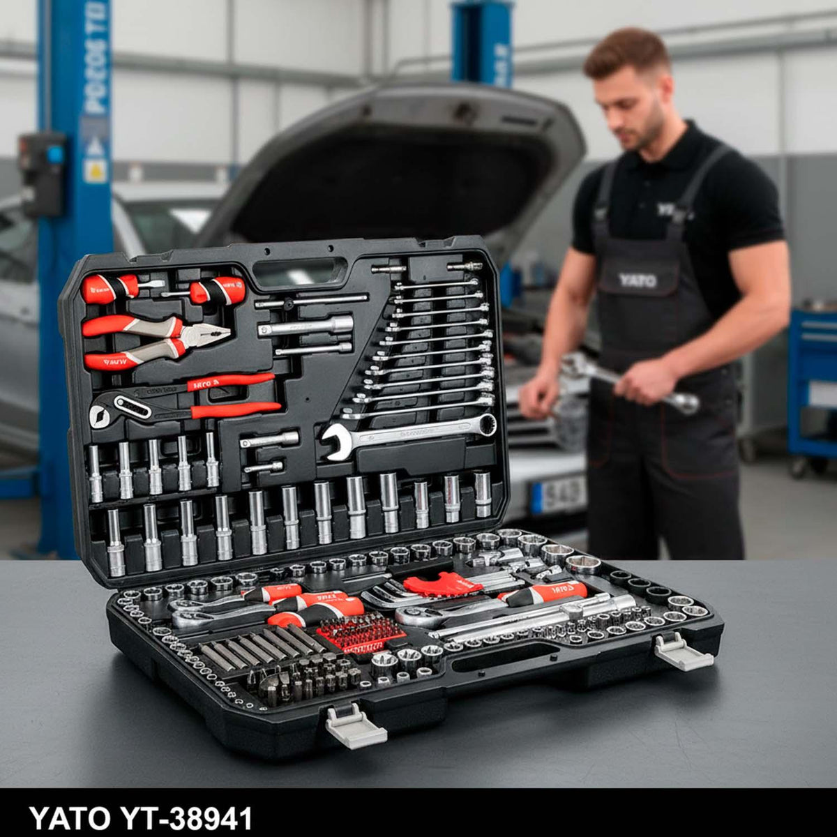 Juego de dados 1/4'';3/8'';1/2'' y herramientas 225 Pzs Yato - Herram.cl