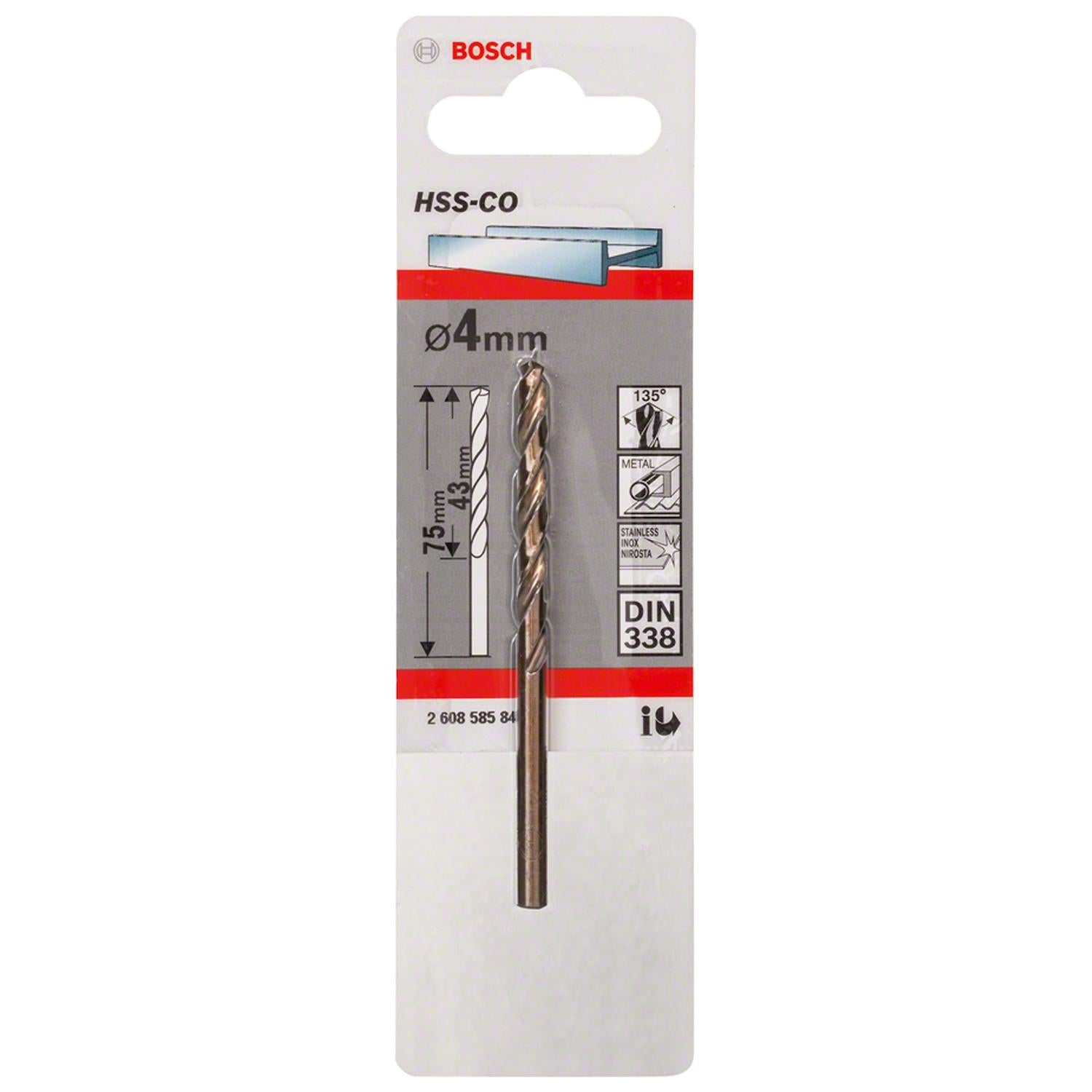 Broca Metal HSS - Co 4.0mm - Blister - Bosch - Herram.cl